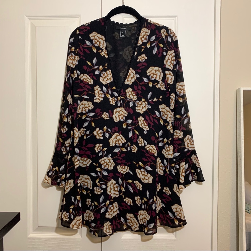 Floral Print Long Sleeve Dress